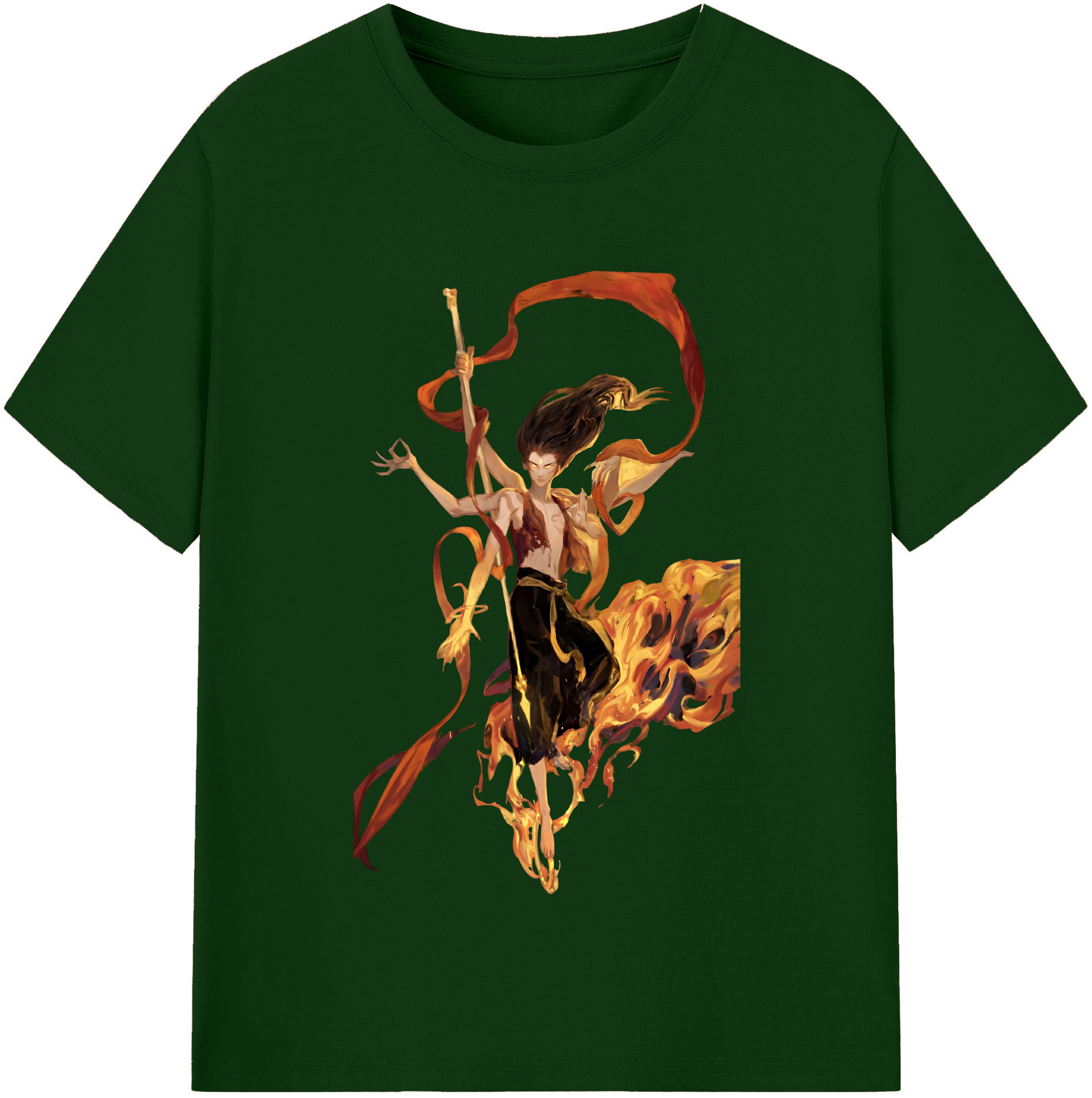 （画像用） Ne Zha 2 ナタ 魔童の大暴れ 綿100％半袖Tシャツ（フロントプリント）
